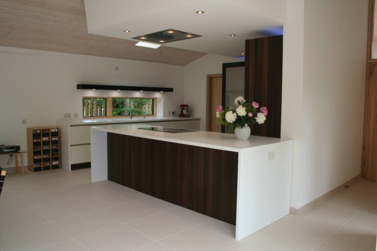 Atmos in high gloss white, with smoked oak
