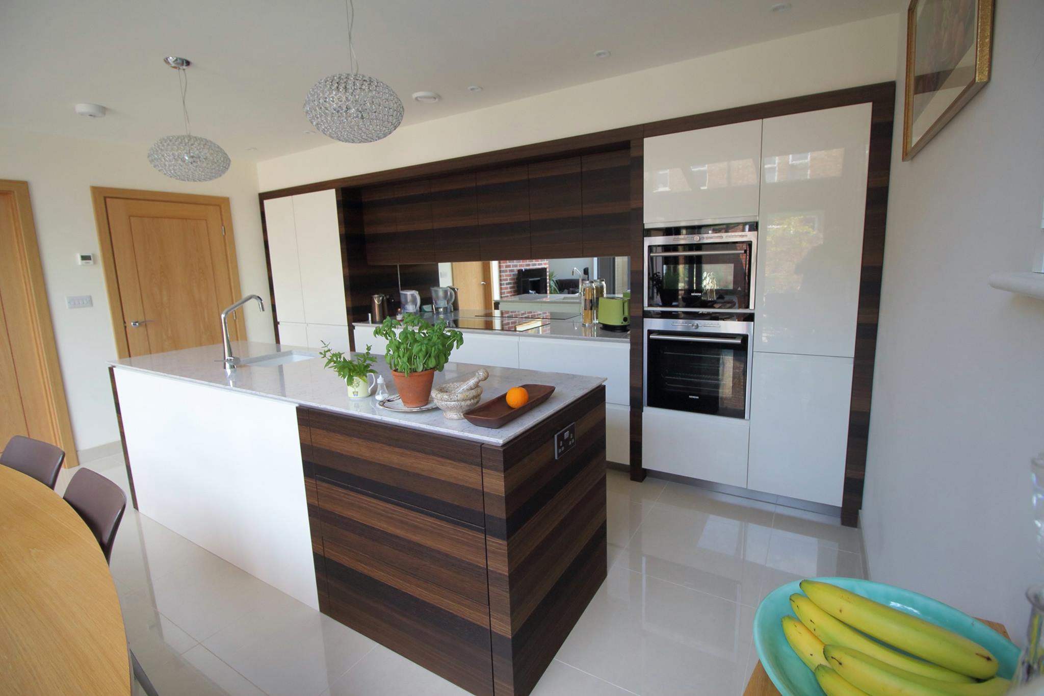 High gloss Solo and smoked oak, in Bedford — a Rational kitchen by Kitchensmiths, with silestone Lyra worktops (photograph 1 of 5)