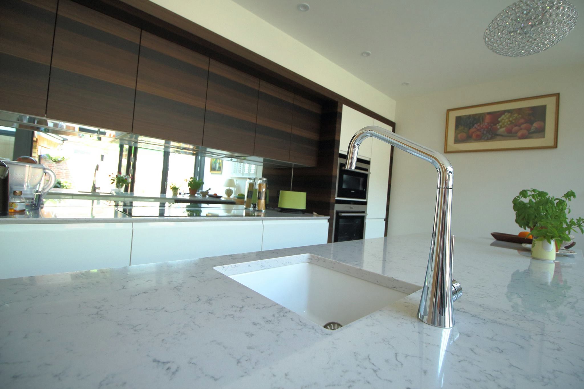 High gloss Solo and smoked oak, in Bedford — a Rational kitchen by Kitchensmiths, with silestone Lyra worktops (photograph 2 of 5)