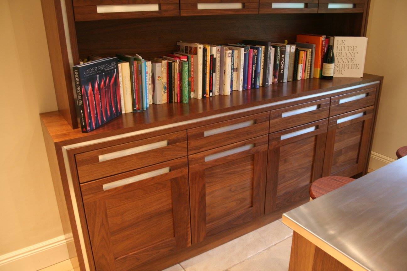 A dresser and an island — a Stoneham kitchen by Kitchensmiths, with stainless steel worktops (photograph 4 of 8)