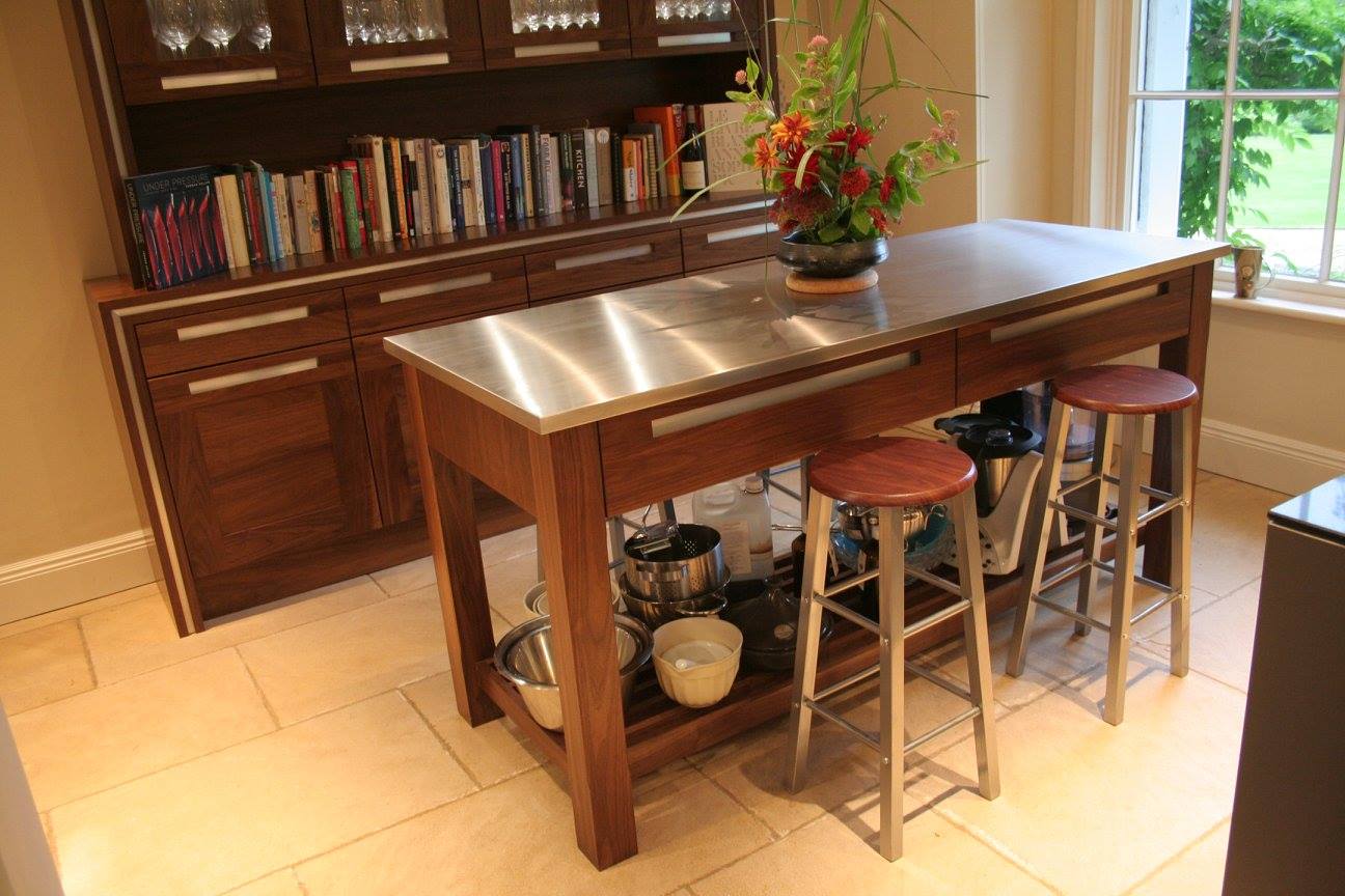 A dresser and an island — a Stoneham kitchen by Kitchensmiths, with stainless steel worktops (photograph 7 of 8)