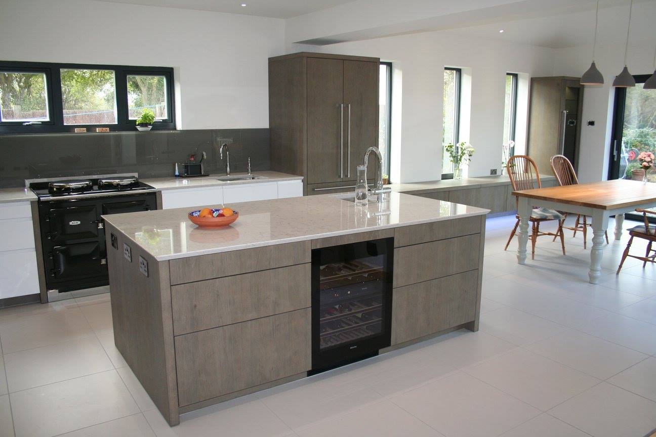 High gloss white with terra oak — a Rational kitchen by Kitchensmiths (photograph 4 of 8)