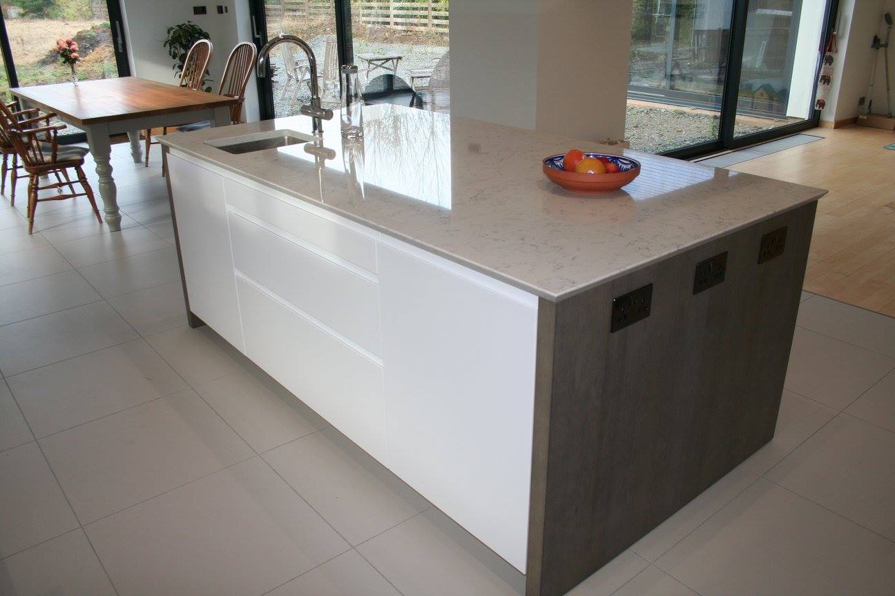High gloss white with terra oak — a Rational kitchen by Kitchensmiths (photograph 5 of 8)