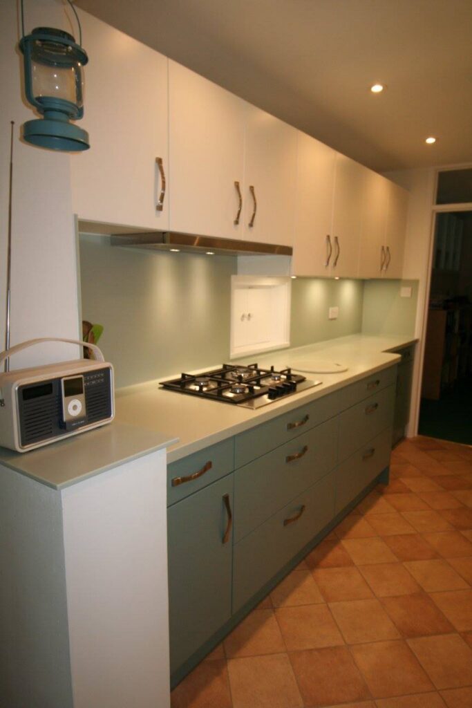 Classic White and Blue Ashes — a Stoneham kitchen by Kitchensmiths, with corian worktops (photograph 2 of 6)