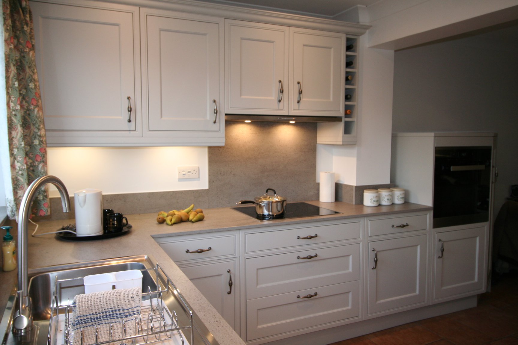 Penshurst in Dove Grey, under Dekton Keon — a Stoneham kitchen by Kitchensmiths, with dekton worktops (photograph 1 of 3)