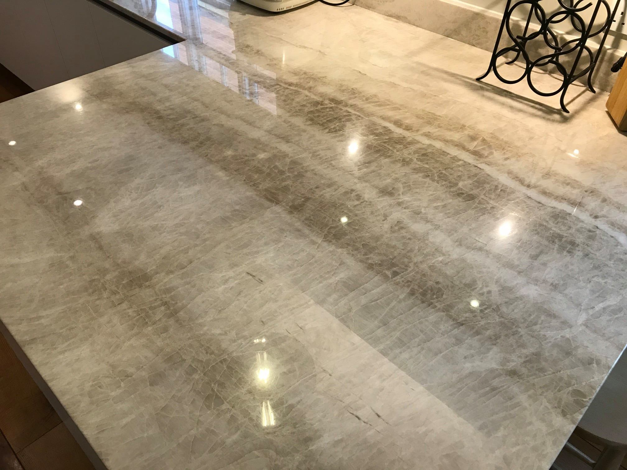 Fenix fronts and Taj Mahal stone — a BAX kitchen by Kitchensmiths, with sensa Taj Mahal worktops (photograph 3 of 7)