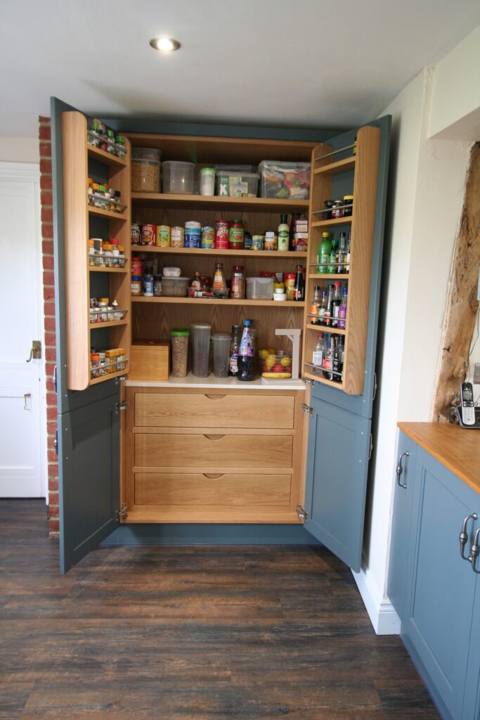 Thunder Grey in a cottage kitchen — a Stoneham kitchen by Kitchensmiths, with silestone Crema Marfil worktops (photograph 4 of 6)