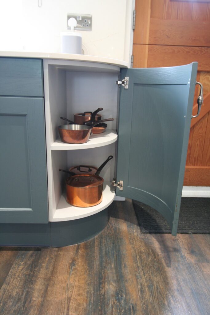 Thunder Grey in a cottage kitchen — a Stoneham kitchen by Kitchensmiths, with silestone Crema Marfil worktops (photograph 5 of 6)