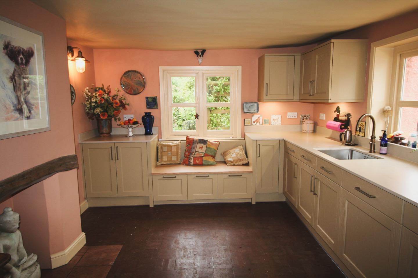 A farmhouse kitchen in the old Cheese Room — a Stoneham kitchen by Kitchensmiths, with dekton worktops (photograph 1 of 3)