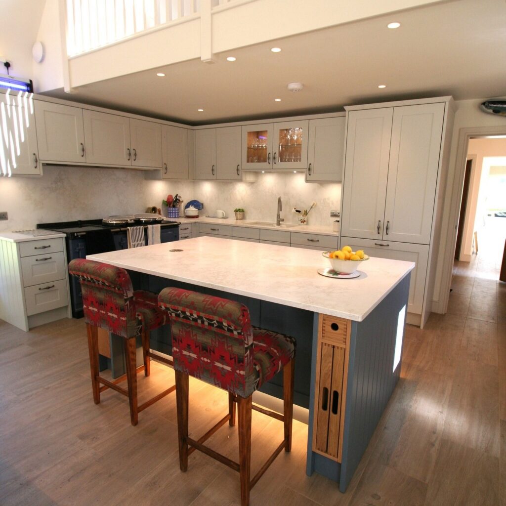 Shaker in Dove Grey, in a converted stable block — a Stoneham kitchen by Kitchensmiths (photograph 2 of 4)