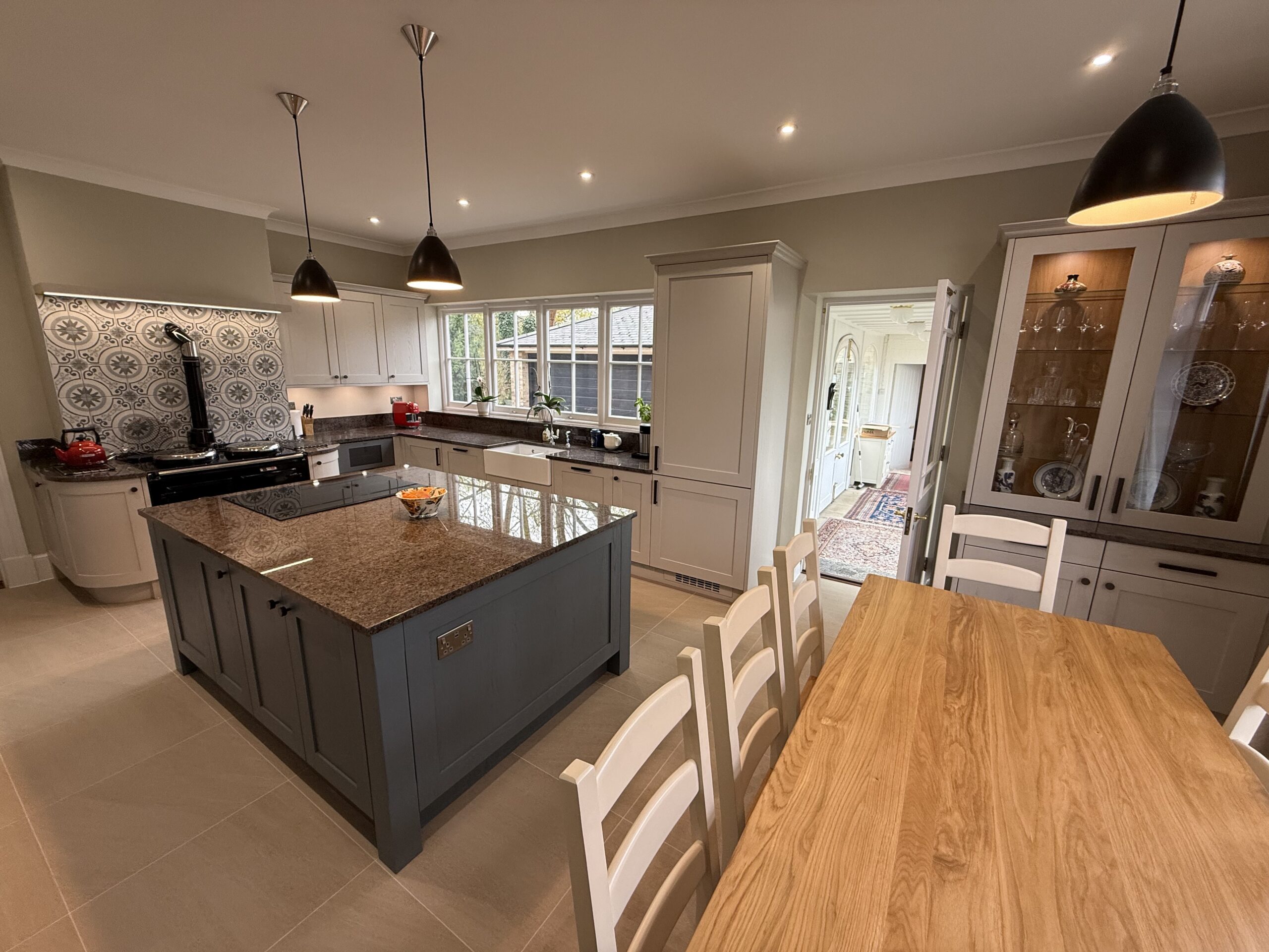 Cashmere and Aegean Blue, under Antique Labrador — a Stoneham kitchen by Kitchensmiths (photograph 5 of 9)